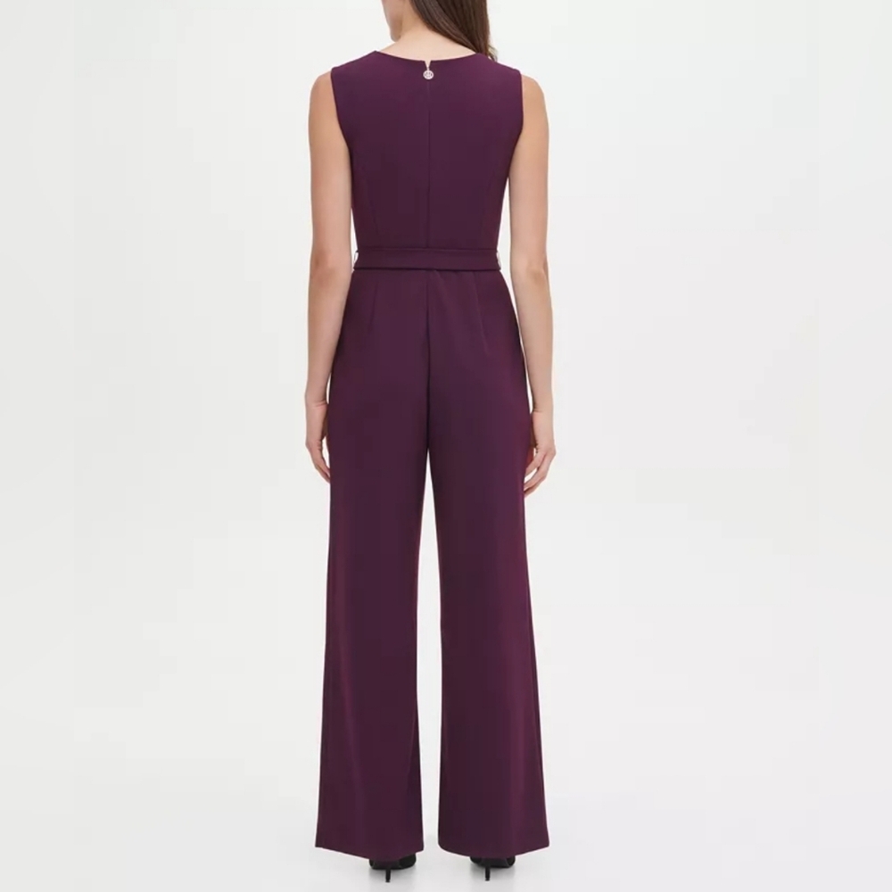 Tommy Hilfiger Women's Belted V-Neck Jumpsuit Black Size 4 - Picture 4 of 5